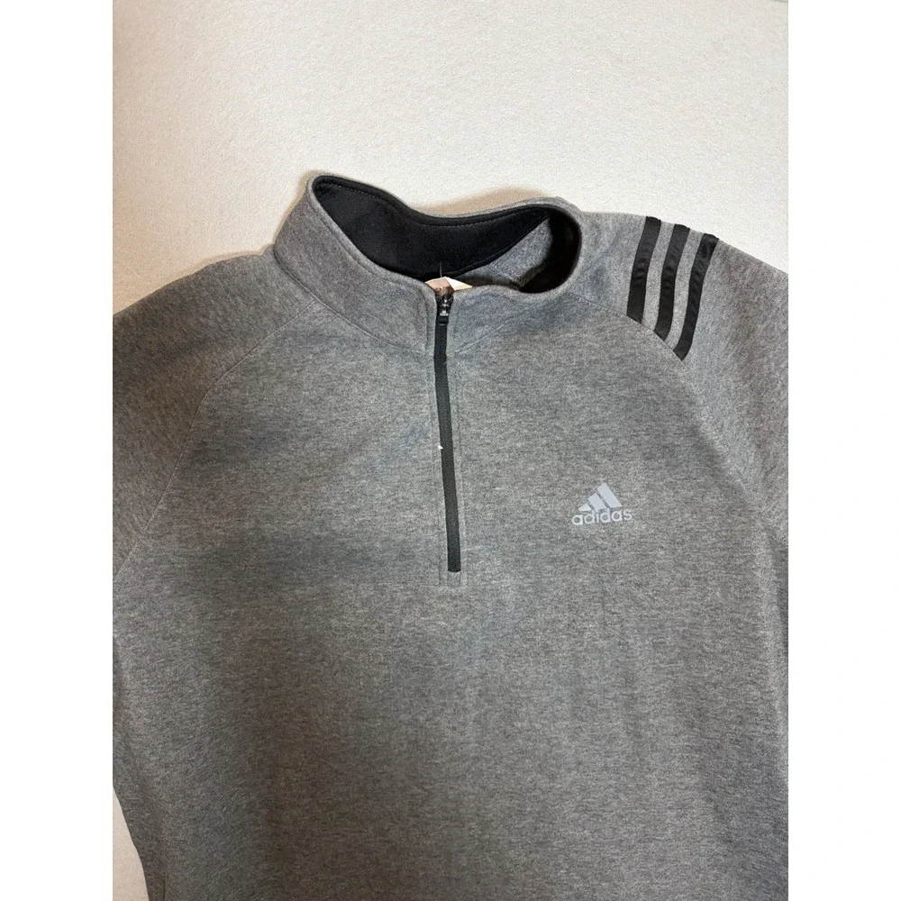 Adidas Golf Men's Quarter-Zip Pullover Gray Size Large 3-Stripes Performance